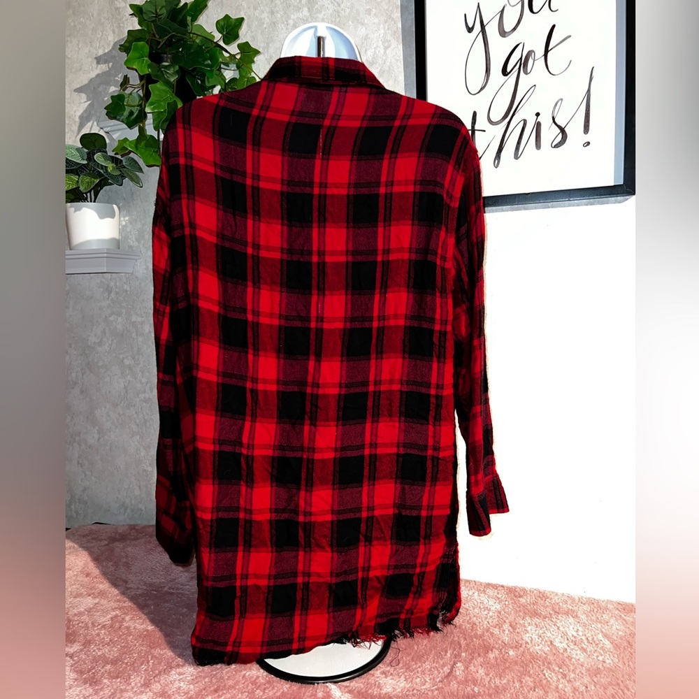 Umgee red buffalo plaid tunic top - Picture 4 of 15